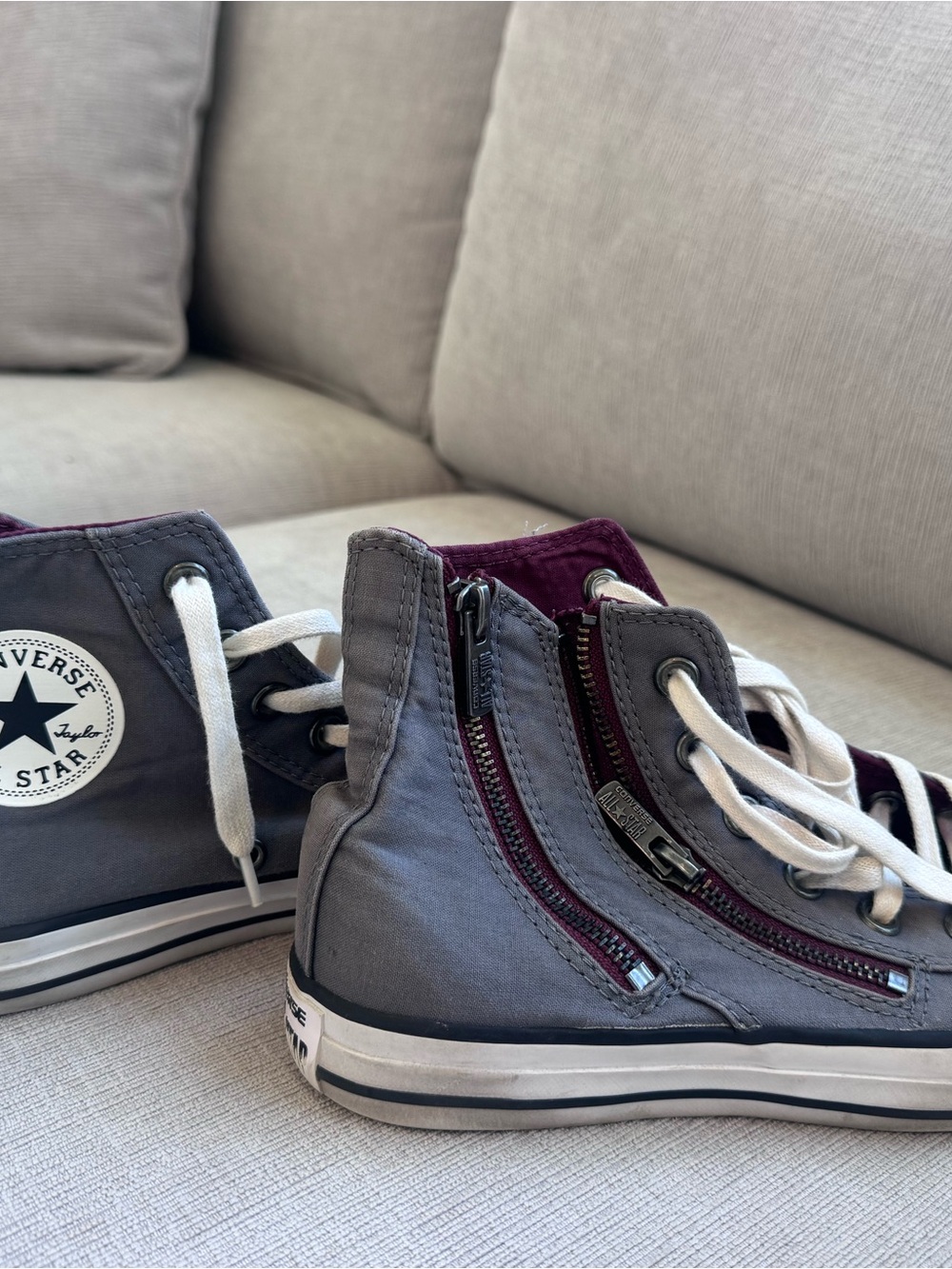 Converse Chuck Taylor All Star Double Zip High Top Sneakers Gray Women’s 7 - Picture 3 of 7